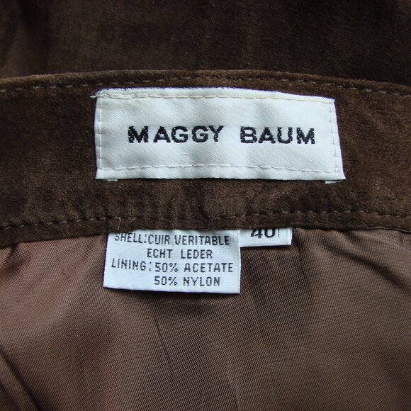 Chocolate Brown Suede Mini Skirt Maggy Baum Size 40 Small - Picture 3 of 9